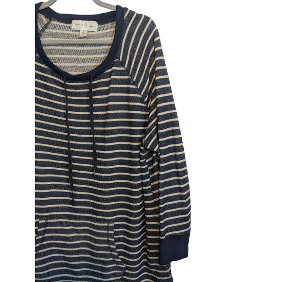 French Laundry Womens 3X Black White Sweater Top striped Pullover Drawstring - Picture 6 of 12